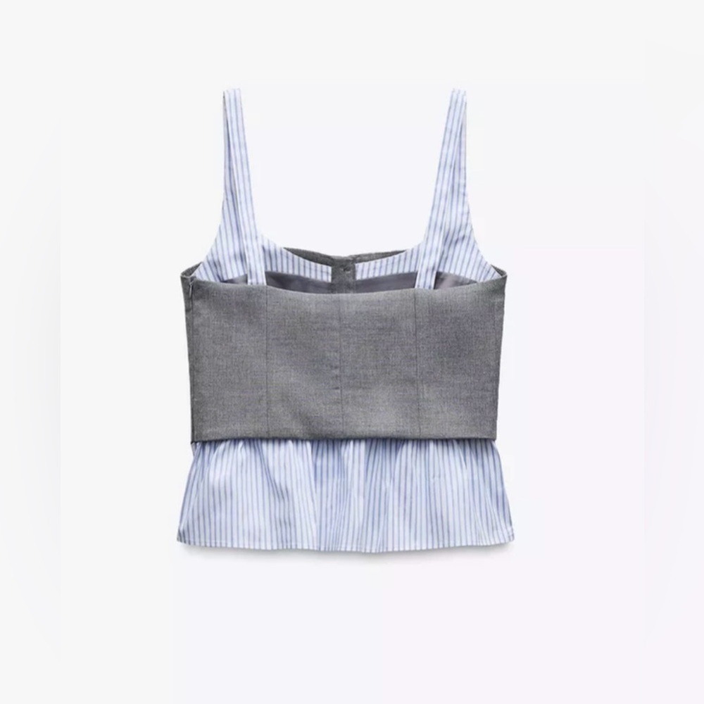 Sincerely Jules Striped Gray Bustier Corset Combination Top - Picture 4 of 12